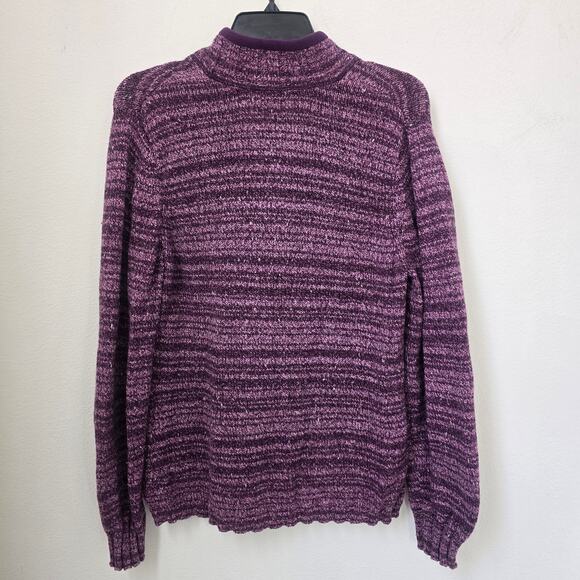 Vintage Woolrich Pullover 1/4 Zip Sweater Grape Heather Purple Sz Large Wool - Picture 2 of 13
